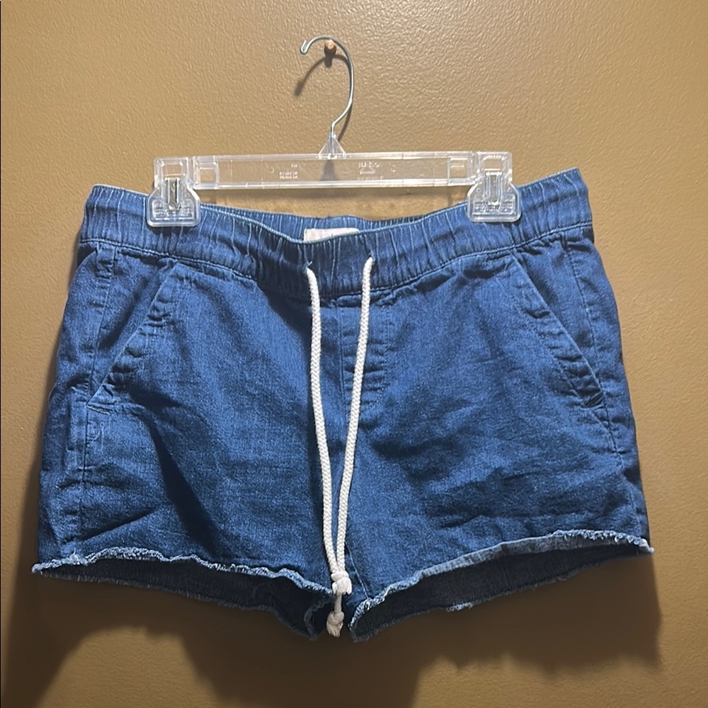 LOFT Blue Jean Shorts Relaxed Fit Drawstring